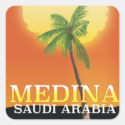 Medina Saudi Arabia旅行ポスター スクエアシール (正面)