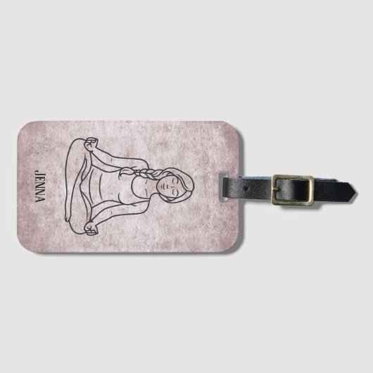 Meditating Lady Custom Name ラゲッジタグ (正面横)