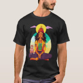 Meditating Rasta Girl with Cat Tシャツ (正面)