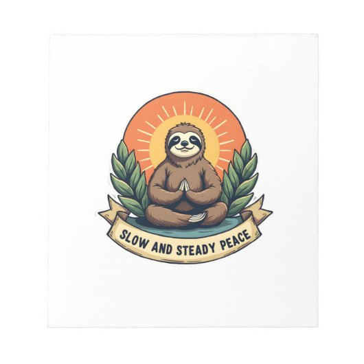 Meditating Sloth Vintage Relaxed Humor Design 2 ノートパッド (正面)