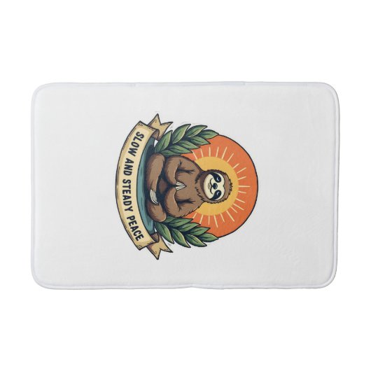 Meditating Sloth Vintage Relaxed Humor Design 2 バスマット (正面)