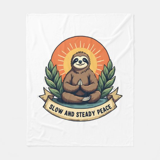 Meditating Sloth Vintage Relaxed Humor Design 2 フリースブランケット (正面)