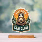 Meditating Sloth Vintage Relaxed Mind T-Shirt 2 アクリルサイン (ニュートラル)