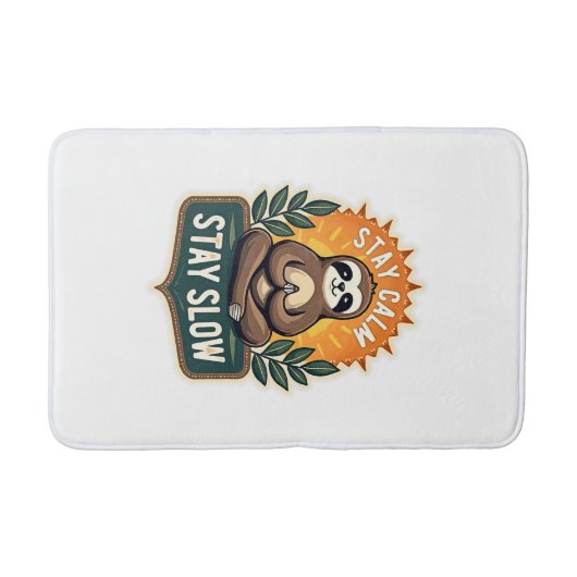 Meditating Sloth Vintage Relaxed Mind T-Shirt 2 バスマット (正面)