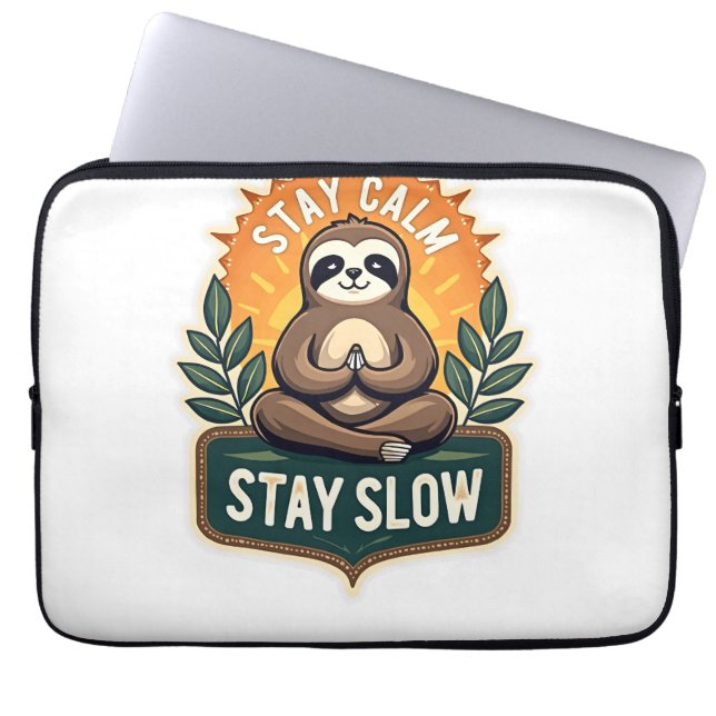 Meditating Sloth Vintage Relaxed Mind T-Shirt 2 ラップトップスリーブ (正面)