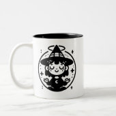Meditating Witch Circle Halloween Mug | Two-Sided ツートーンマグカップ (左)