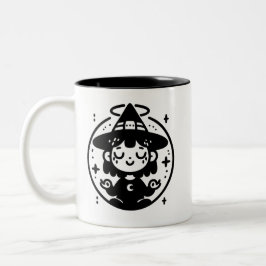Meditating Witch Circle Halloween Mug | Two-Sided  ツートーンマグカップ