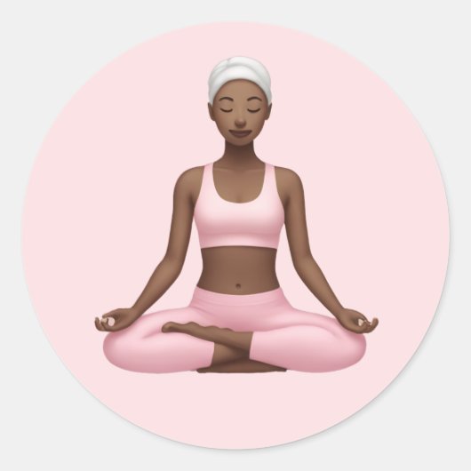 Meditating Woman Emoji – Peaceful Yoga Pose Art ラウンドシール (正面)