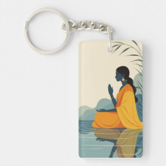 Meditating women Keychain  キーホルダー