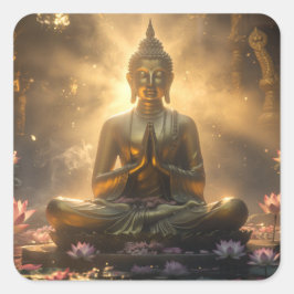 MEDITATION - ヨガ - 今を生きる スクエアシール