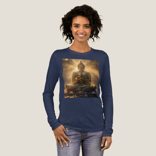 MEDITATION - ヨガ - 今を生きる トライブレンドＴシャツ (正面全体)