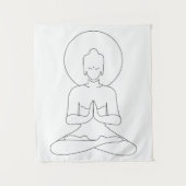 Meditation Black outline silhouette human. タペストリー (正面)