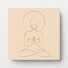 Meditation Black outline silhouette human. フォトプラーク