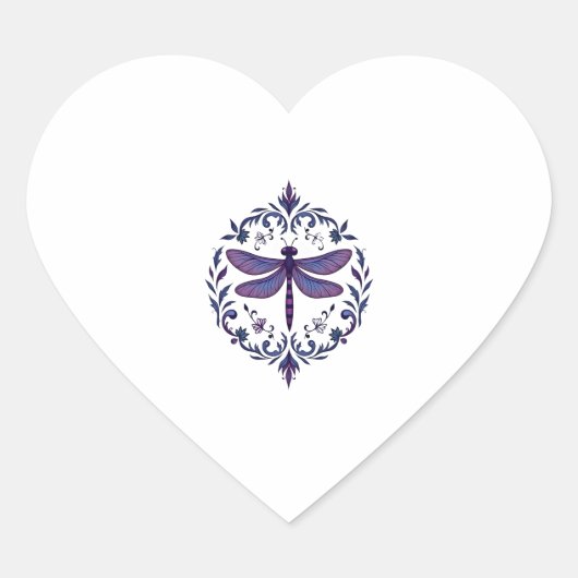 Meditation Fractal Geometry Spiritual Yoga Dragonf ハートシール (正面)