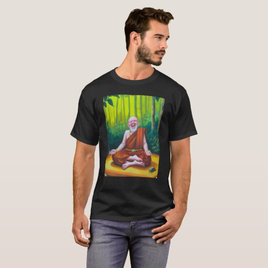 Meditation Guru Laughing Zen Buddha Meditation Tシャツ (正面フル)