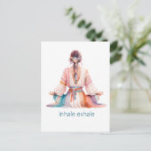 Meditation- Illustration mit Frau- boho- inhale ポストカード (スタンド正面)