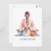 Meditation- Illustration mit Frau- boho- inhale ポストカード (正面/裏面)