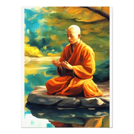 Meditation KI Gemälde buddhistischer Mönch  フォトプリント (正面)