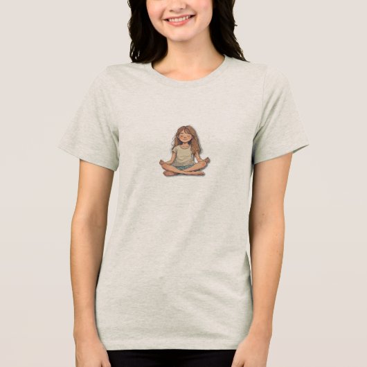 Meditation Line Art | Minimalist Woman Drawing トライブレンドＴシャツ (正面)
