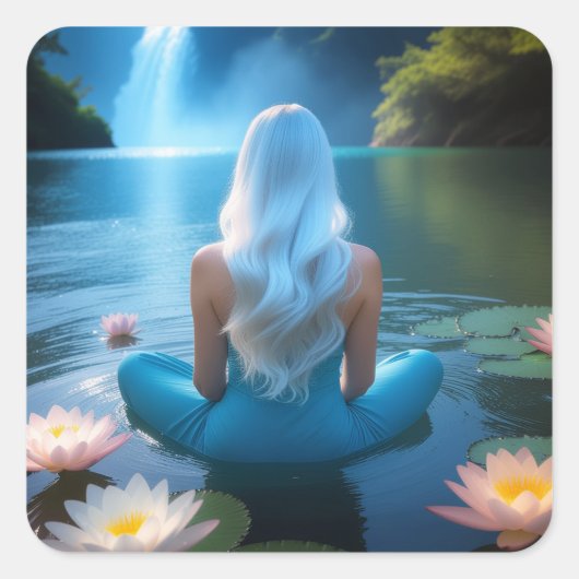 MEDITATION -YOGA - WELLNESS - CARPE DIEM スクエアシール (正面)