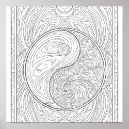 Meditative Pattern Art: Sacred Geometry Yin Yang ポスター