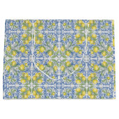 Mediterranean Amalfi Coast Blue Tile Lemon ラージペーパーバッグ (正面)