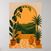 Mediterranean Arched Garden View Wall Art ポスター (正面)