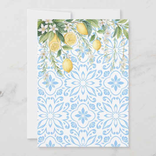 Mediterranean Blooming Lemons Baby Shower 招待状 (裏面)