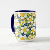 Mediterranean Blossoms Blue Yellow and White マグカップ (正面左)