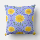 Mediterranean Blue and Yellow Floral Greek Flora  アウトドアクッション (裏面)