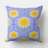 Mediterranean Blue and Yellow Floral Greek Flora  アウトドアクッション (正面)