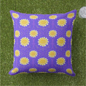 Mediterranean Blue and Yellow Floral Greek Flora  アウトドアクッション (芝生)