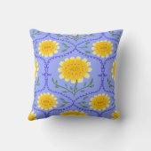 Mediterranean Blue and Yellow Floral Greek Flora  クッション (裏面)