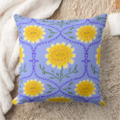 Mediterranean Blue and Yellow Floral Greek Flora  クッション (ブランケット)