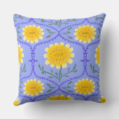 Mediterranean Blue and Yellow Floral Greek Flora  クッション (裏面)