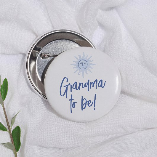 Mediterranean Blue Baby Shower Grandma To Be 缶バッジ