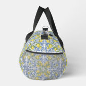 Mediterranean Blue Citrus Lemon Tile Pattern ダッフルバッグ (右)