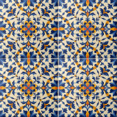 Mediterranean Blue Floral Portuguese Azulejo タイル