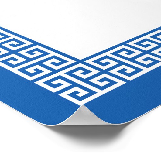 Mediterranean Blue Greek Key Wedding Welcome Sign ポスター (角)