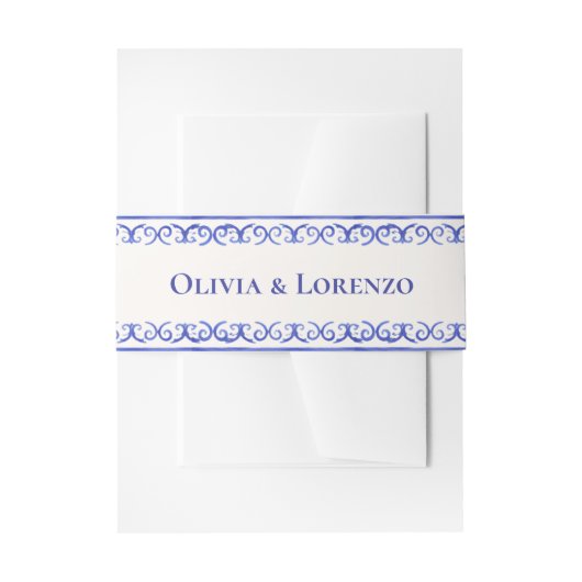 Mediterranean Blue & Lemon Branch Wedding 招待状ベリーバンド (正面例)