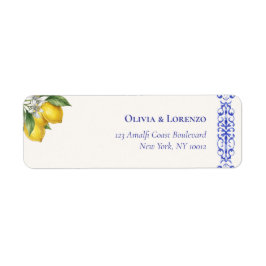 Mediterranean Blue & Lemon Branch Wedding Return ラベル
