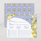Mediterranean Blue Lemon Bridal Shower Recipe Card (正面/裏面)