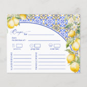 Mediterranean Blue Lemon Bridal Shower Recipe Card (正面)