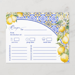 Mediterranean Blue Lemon Bridal Shower Recipe Card