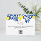 Mediterranean Blue Stripe Lemon Wedding RSVP (スタンド正面)