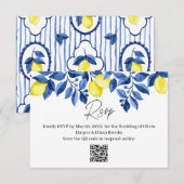 Mediterranean Blue Stripe Lemon Wedding RSVP (正面/裏面)