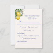 Mediterranean Blue Tile & Lemon Branch Wedding 出欠カード (正面)