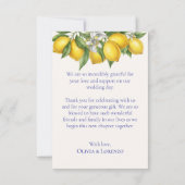 Mediterranean Blue Tile Lemon Photo Wedding  サンキューカード (裏面)