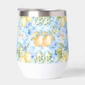 Mediterranean Blue Tile Limoncello Monogram Name (右面)