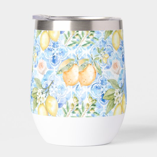 Mediterranean Blue Tile Limoncello Monogram Name (右面)